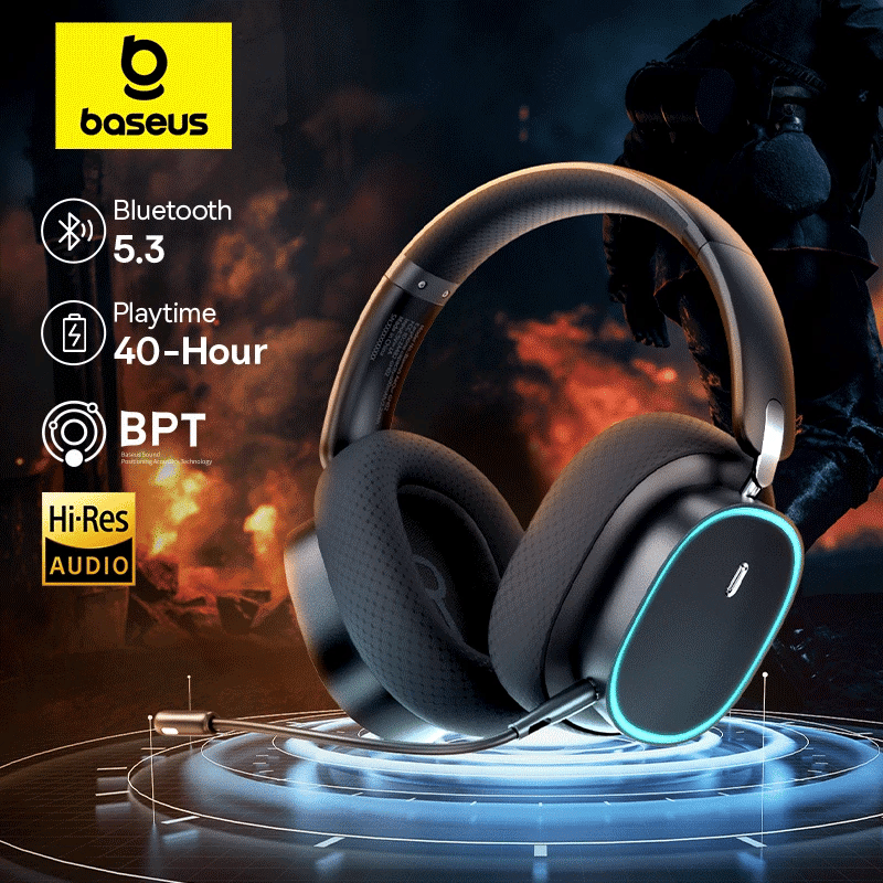 GH02 Gaming Wireless Headphone with Mic Over-Ear Headphones Bluetooth 5.3 40Mm Driver 2.4G/Wireless/Cable RGB Headsets